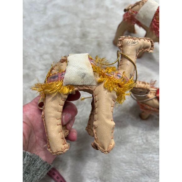 Handcrafted Camel Figurines With Colorful Fringe Decor set of 3 - Picture 3 of 12